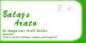 balazs arato business card