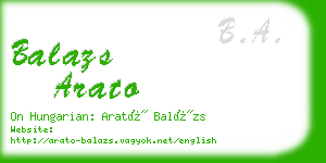 balazs arato business card